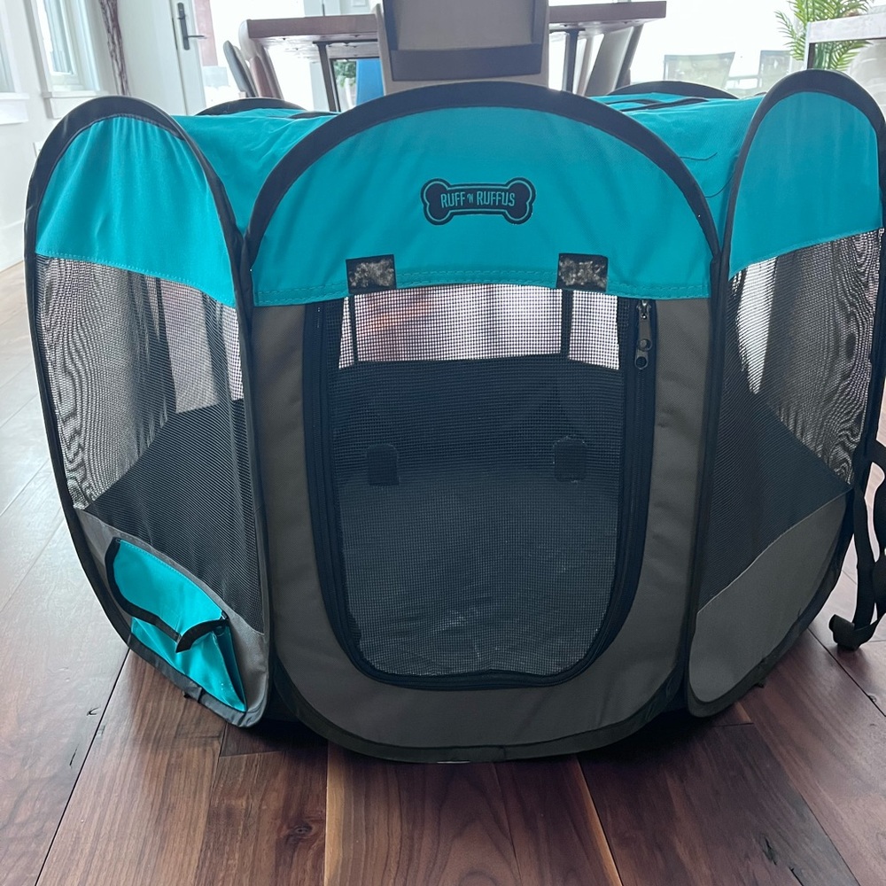 Teal and Gray Dog Travel Carrier